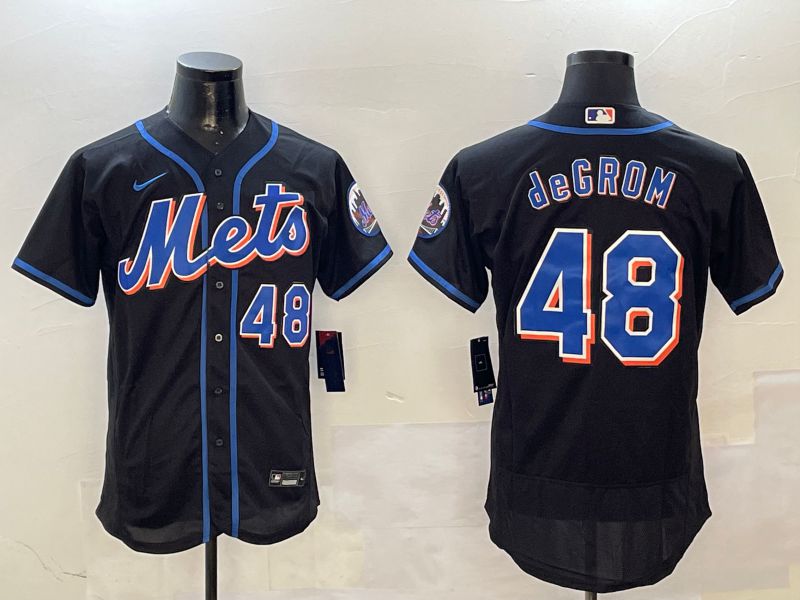 Men New York Mets #48 Degrom Black Game Nike 2025 MLB Jersey style 1